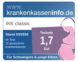 Krankenkassentest für Schwangere und junge Eltern Note 1,7 Gut